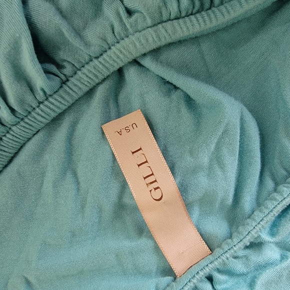 GILLI Medium Turquoise Blue Maxi Toga Dress One Shoulder - Picture 4 of 5